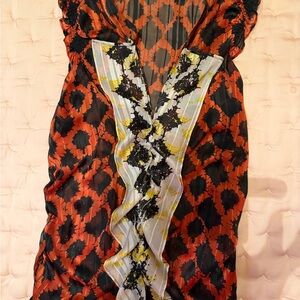 The Limited Black and Orange Sheer Top